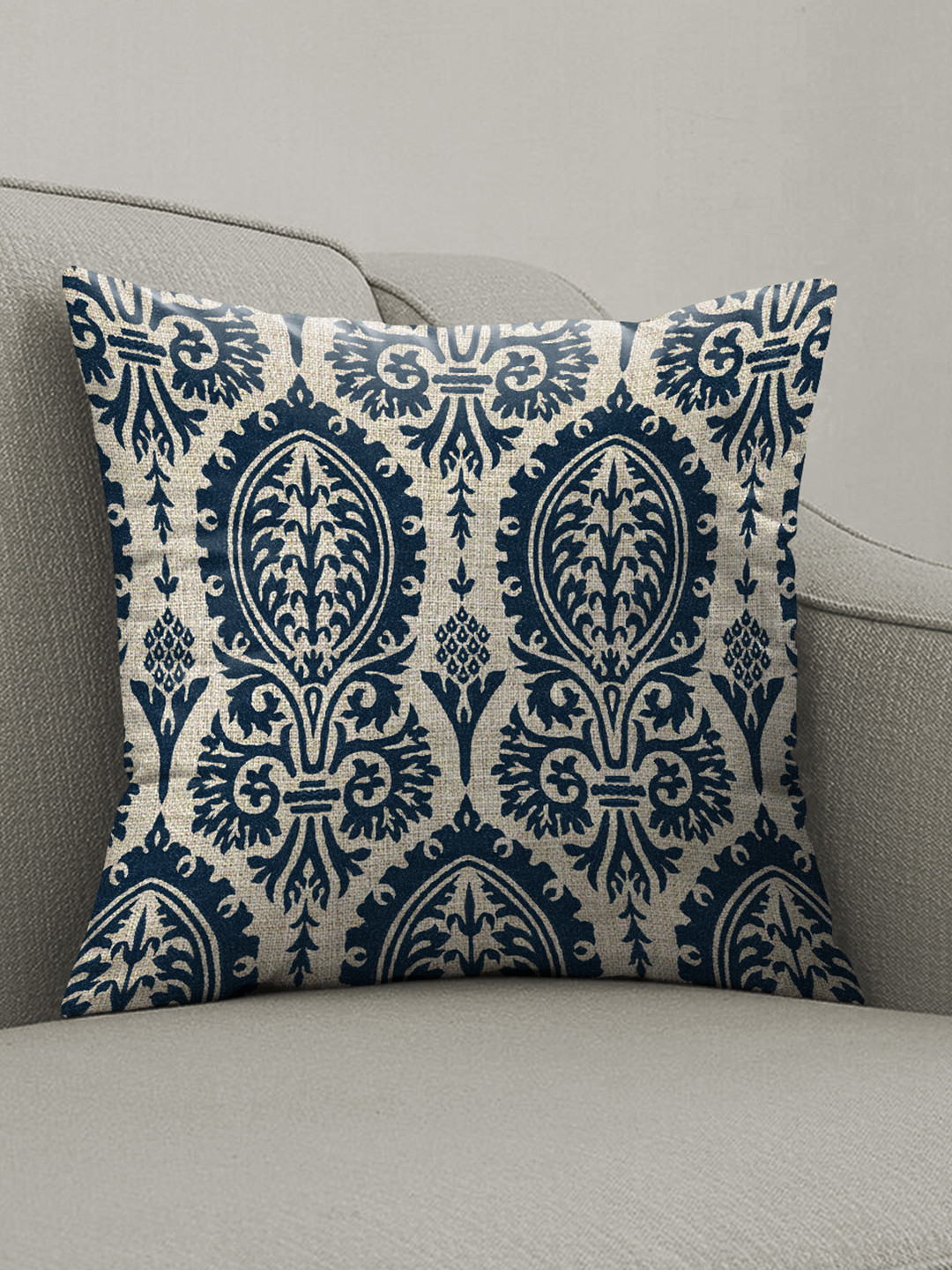 CASABLEU Premium Manchester Blue 2 Pieces Ethnic Motifs Printed Square Cushion Covers