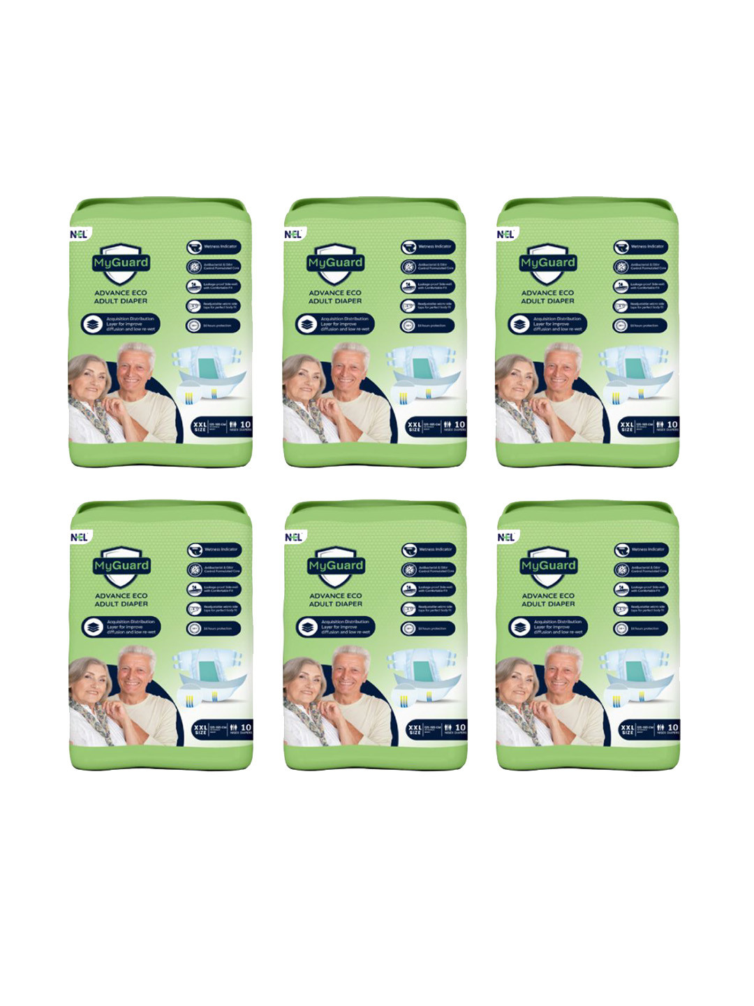 Myguard Set Of 6 Advance Eco Adult Diaper- 10- Pcs Each- XXL