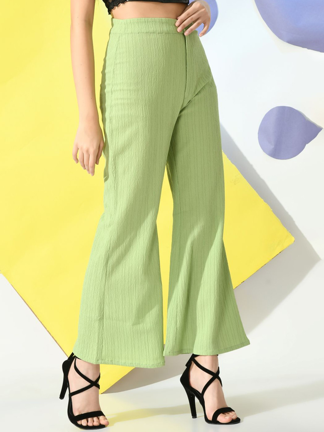 Fuchsia  Women Regular Fit High-Rise Flat Front Bootcut Trousers
