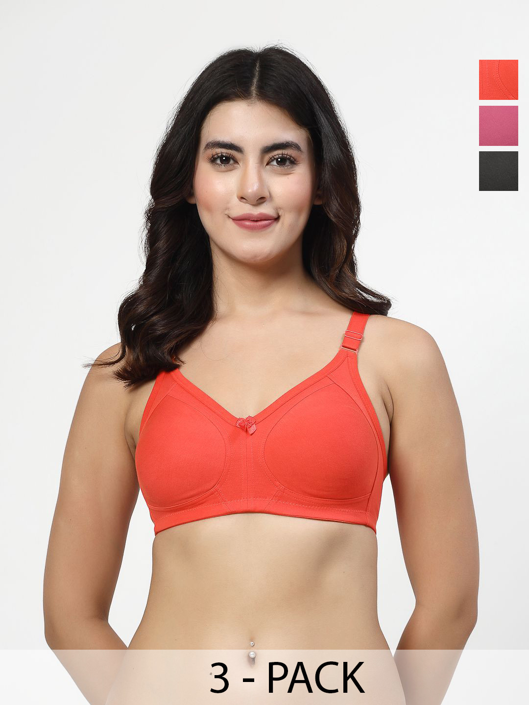 LILY iranos Women Pack Of 3 Full Coverage Non Padded Non Wired Regular Minimizer Bra
