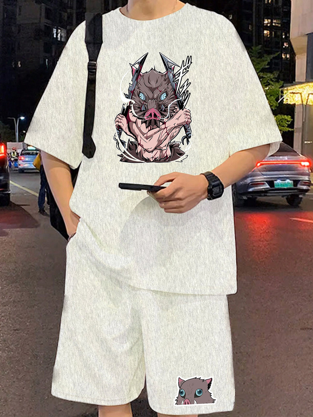 LOCAVESTIR Boys Demon Slayer Inosuke Printed T-shirt With Shorts