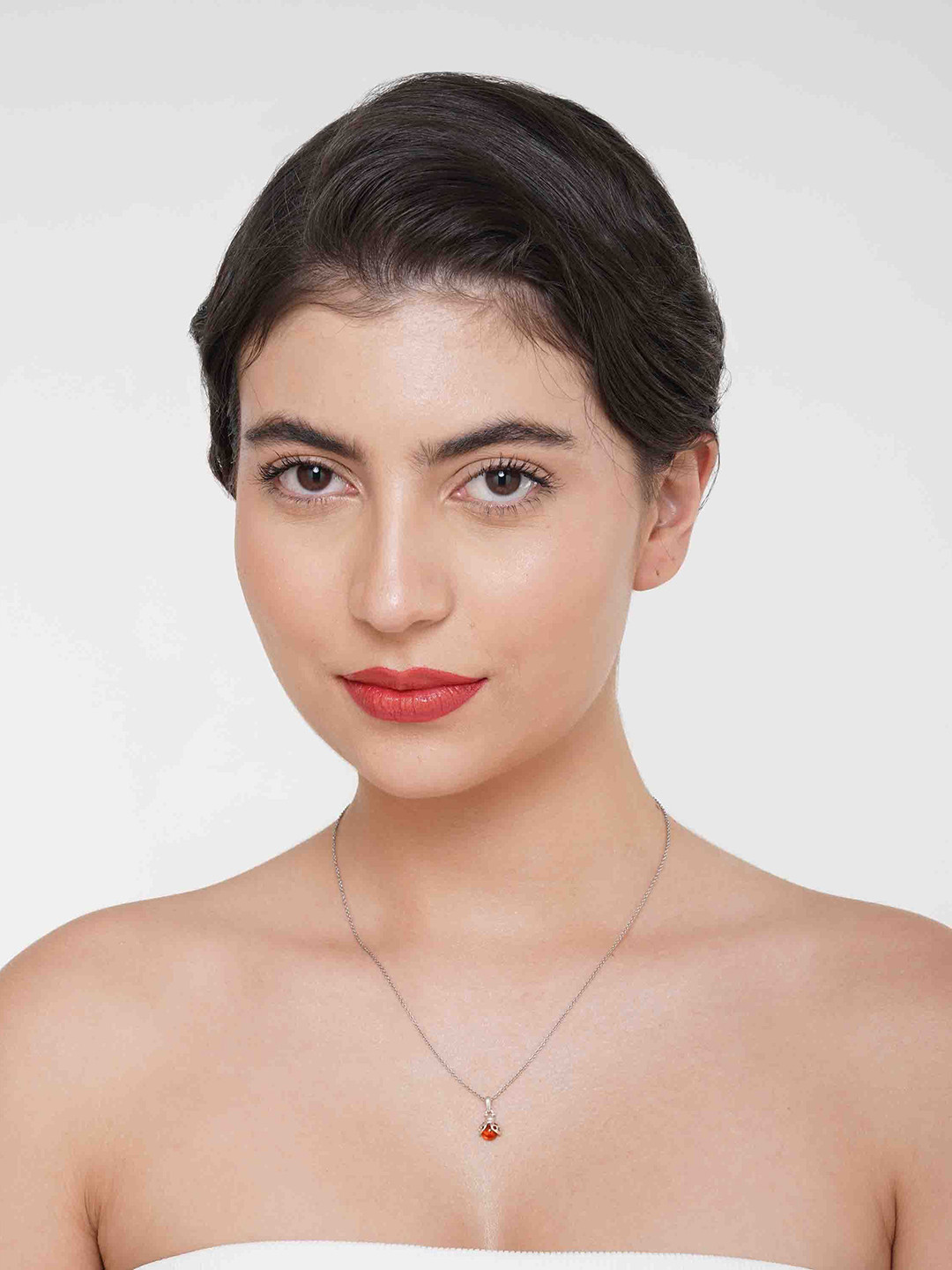 Asteri Shine On Sterling Silver Cognac European Baltic Amber Lady Luck Beetle Pendant