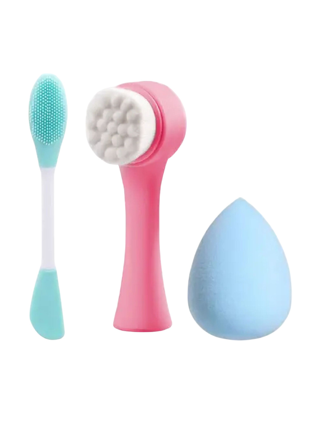 Facejewel Set Of 3 Facial Cleansing Silicone Brush With Facial Massage Brush