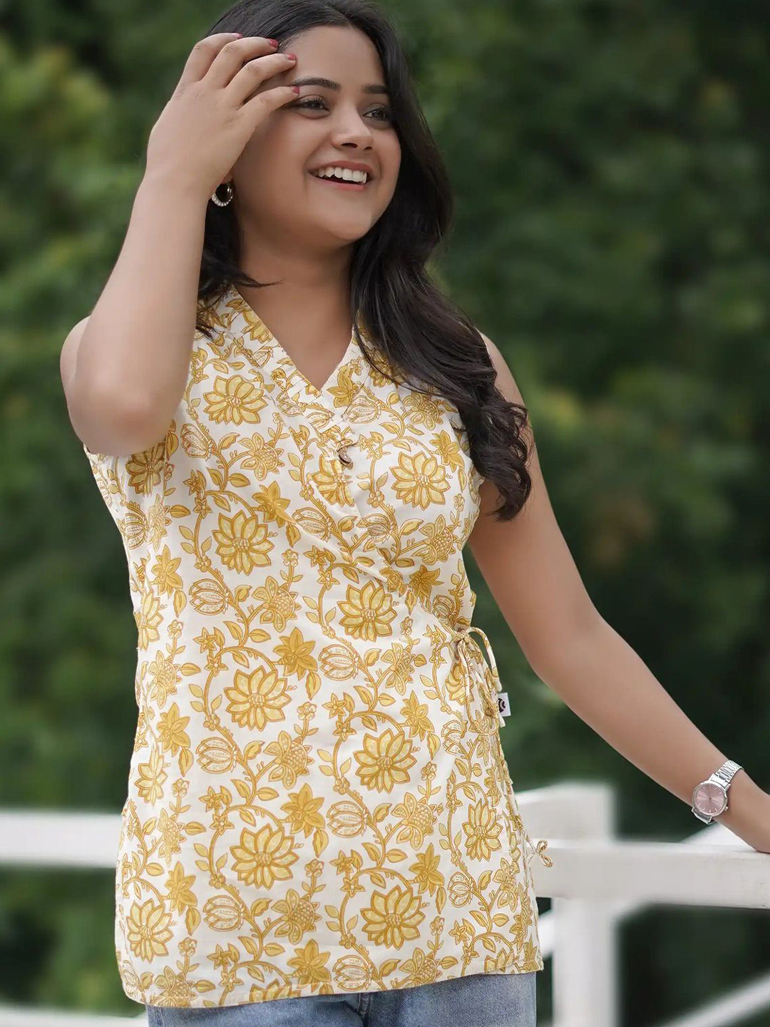 Nilam India Hand Screen Print Tie Up Top