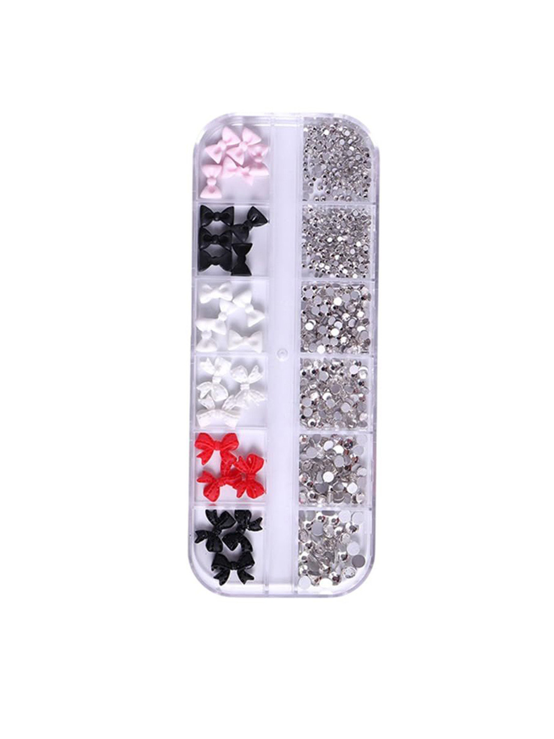 Ekinsu Set Of 12 Grid Bow Nail Art Accessories