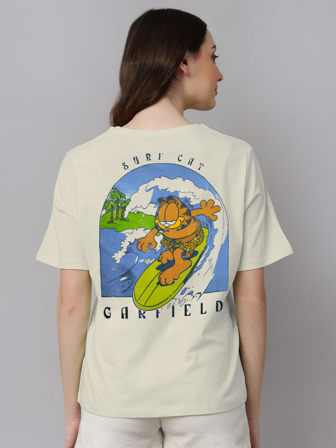 Free Authority Women Garfield Graphic Printed Regular Fit Cotton Tshirt