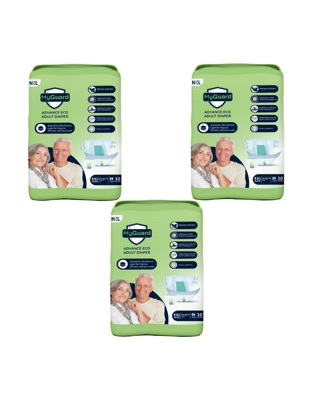 Myguard Set Of 3 Advance Eco Cotton Adult Diapers - XXL - 10Pcs Each