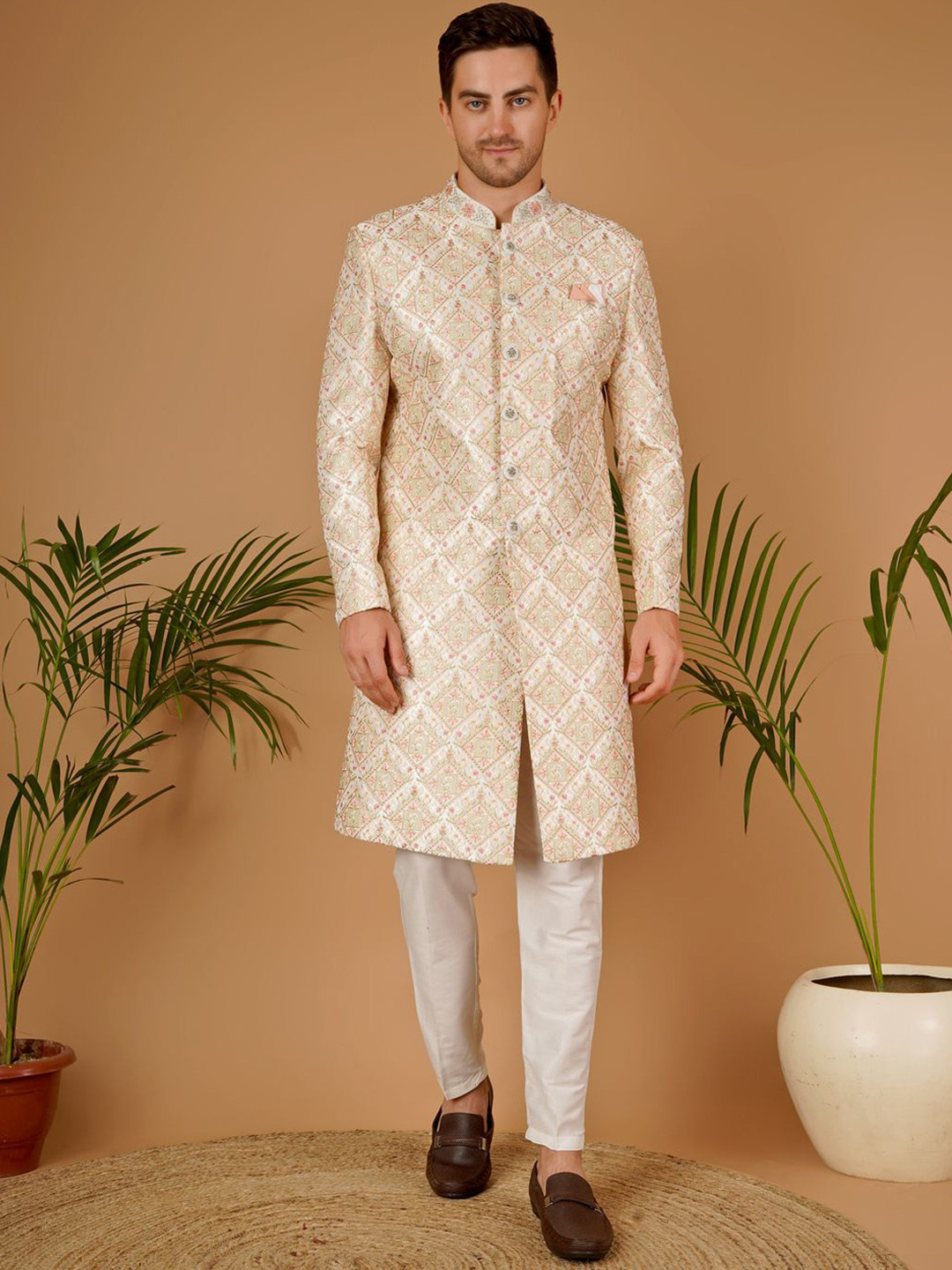 Dulha Ghar Men Embroidered Sherwani Set