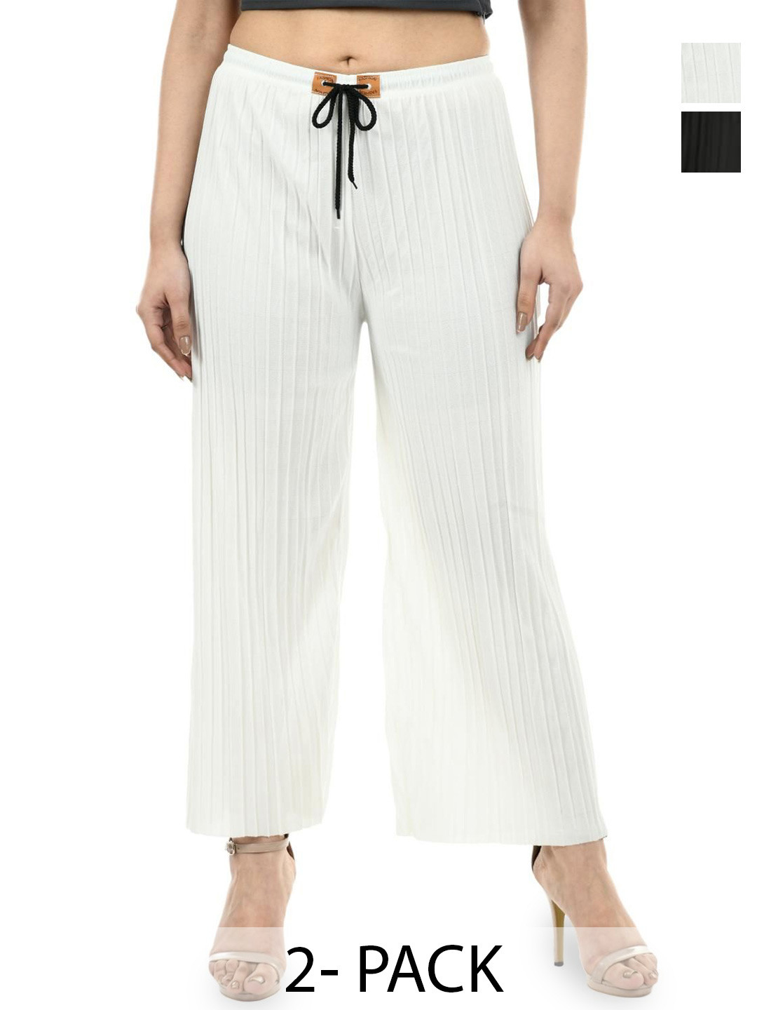 Gladly Women Pack of 2 Straight Wrinkle Crepe Palazzos