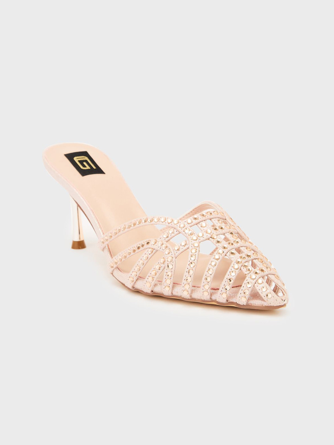 Sole To Soul Woman Woven Design Slim Heels Pumps With Western - Embellished