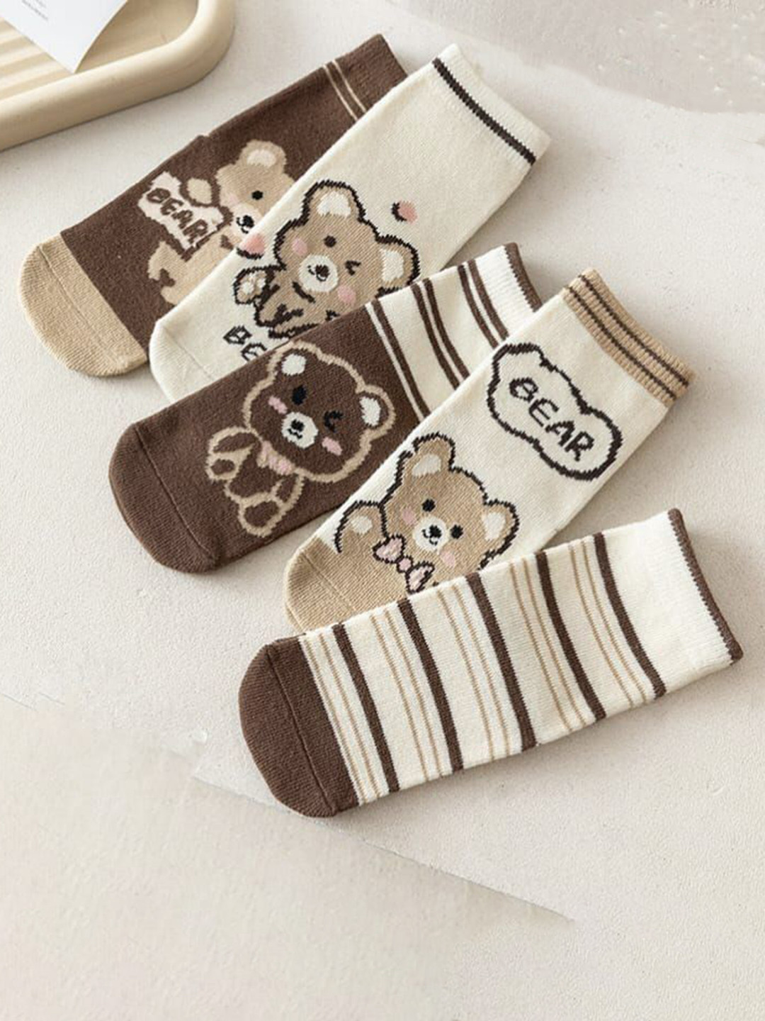 KIDOfash Kids Pack Of 5 Printed Above Ankle-Length Socks