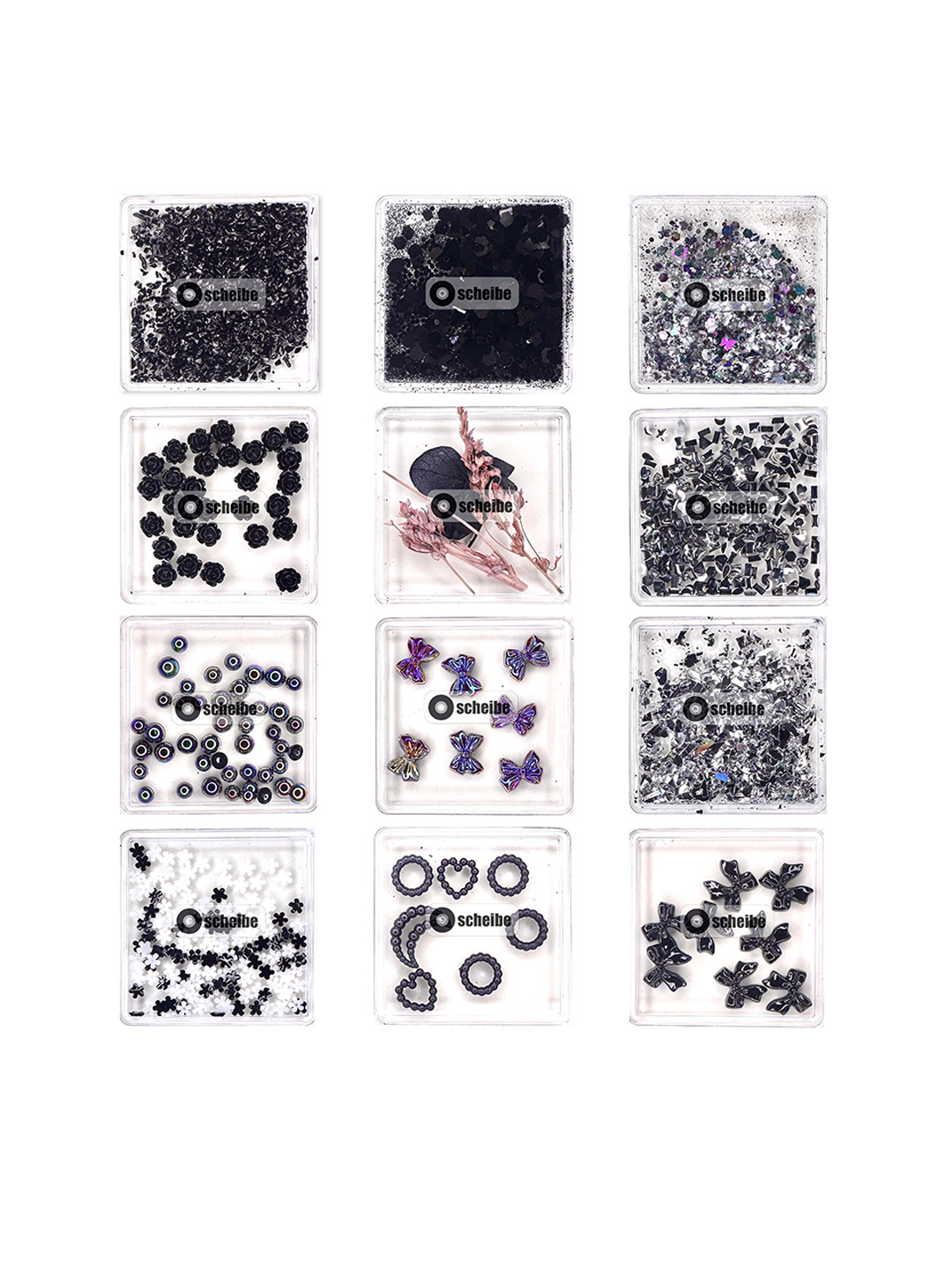 Scheibe Set Of 12 Grid Mix Design Nail Art Accessories