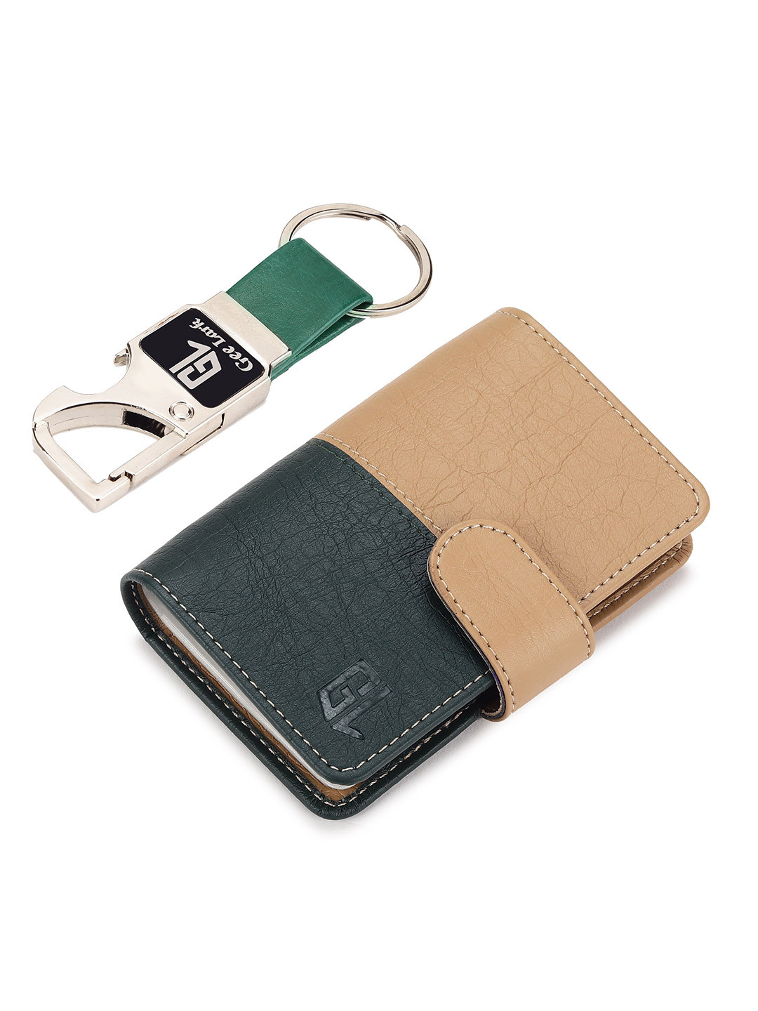 Geelark Men Card Holder and Metal Keychain Gift Set