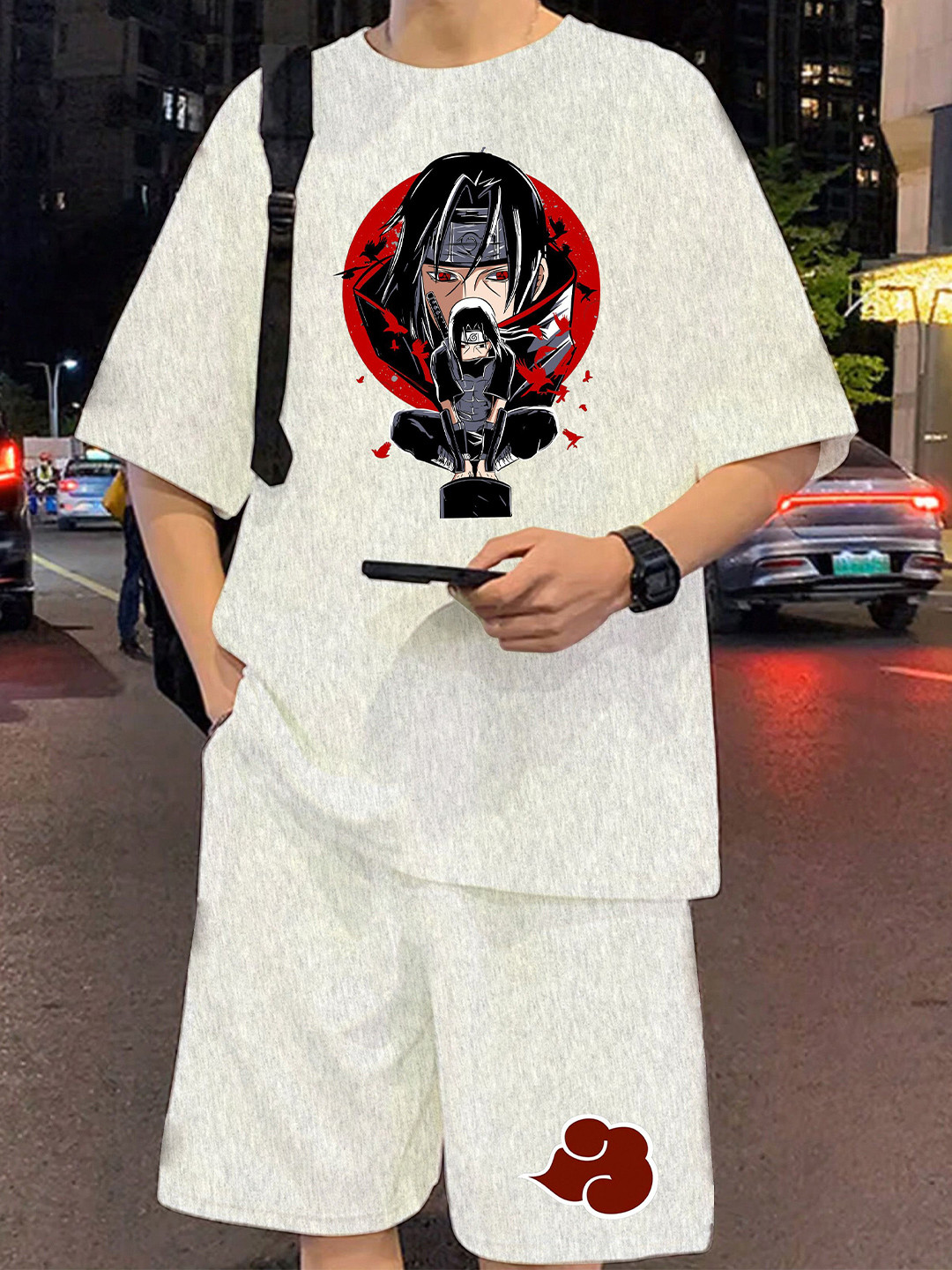 LOCAVESTIR Boys Naruto Itachi Uchiha Printed T-shirt With Shorts