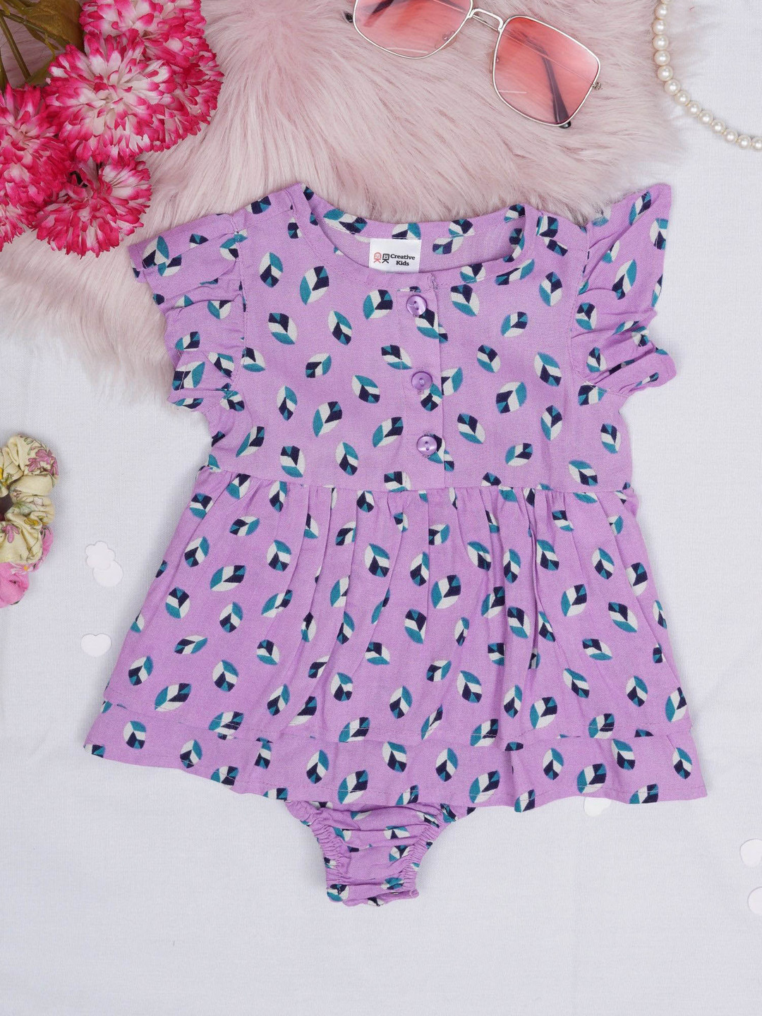 Creative Kids Infant Girls Pack Of 2  Printed Cotton Body Suits