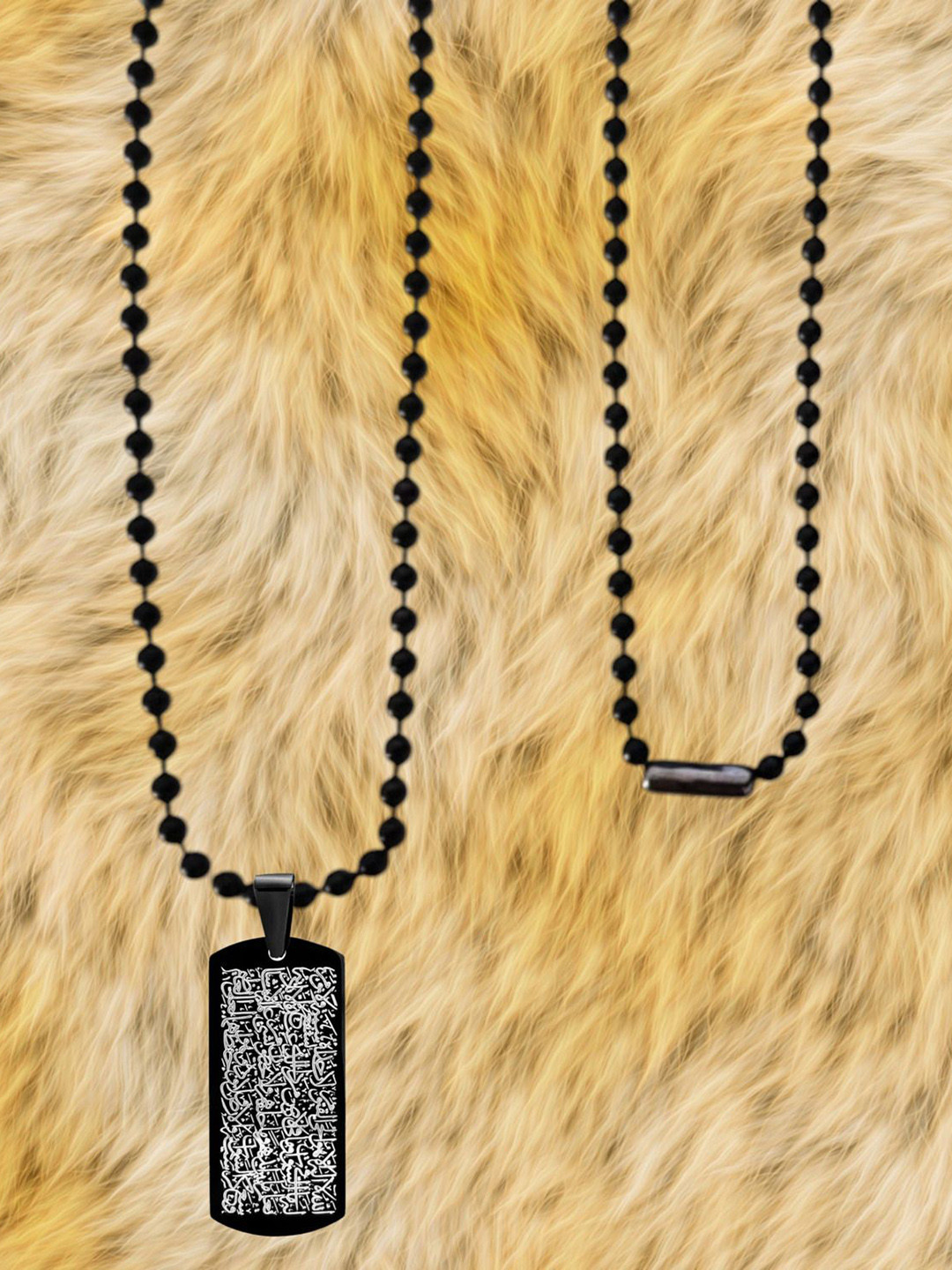 M Men Style Stainless Steel Ayat Kufi Islamic Calligraphy Square Pendant With Chain