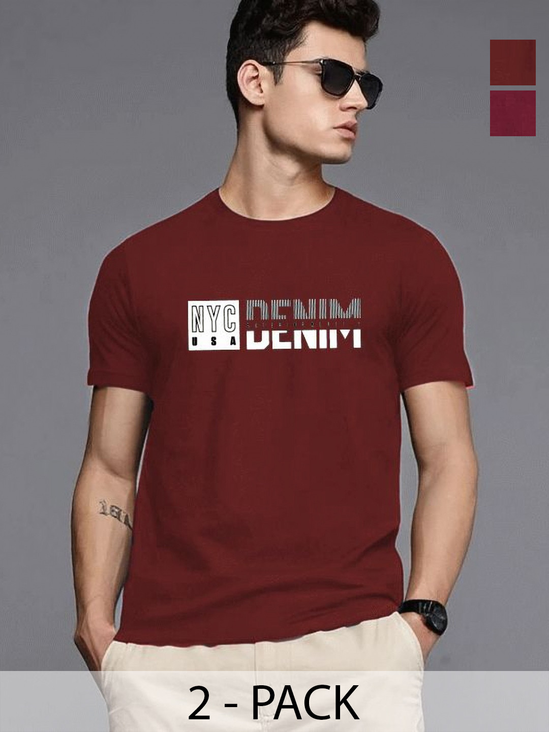 REYA Men Printed Applique T-shirt