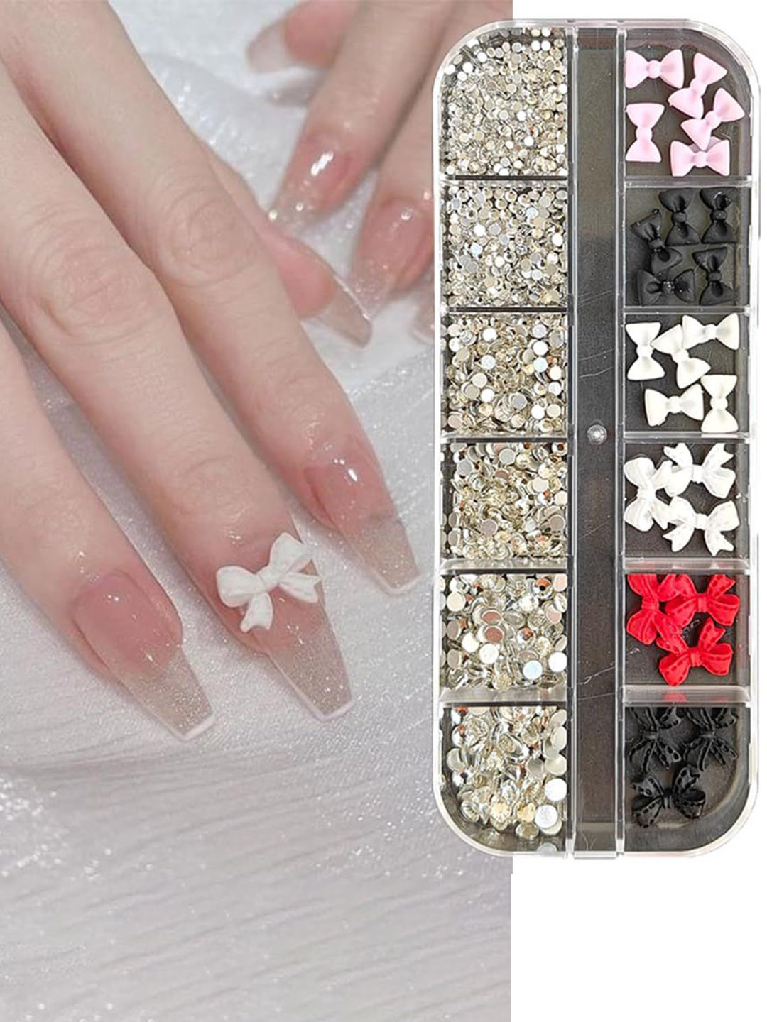 Scheibe Set Of 12 Grid Bow Nail Art Accessories