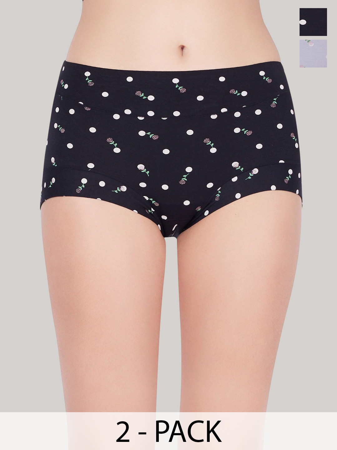 PLUMBURY Pack Of 2 Women Floral Printed Mid-Rise Plus Size Full Coverage Hipster Briefs