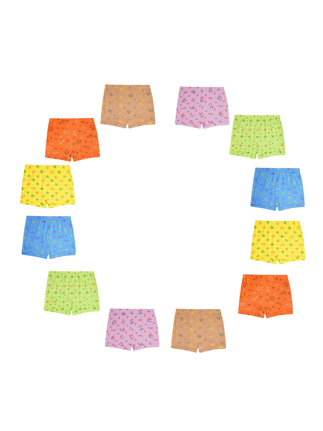 YELLOWDELIGHT Girls 12-Pcs Boyshort Briefs YD 781 STK (g) prnt Drawer 0-6m-12p