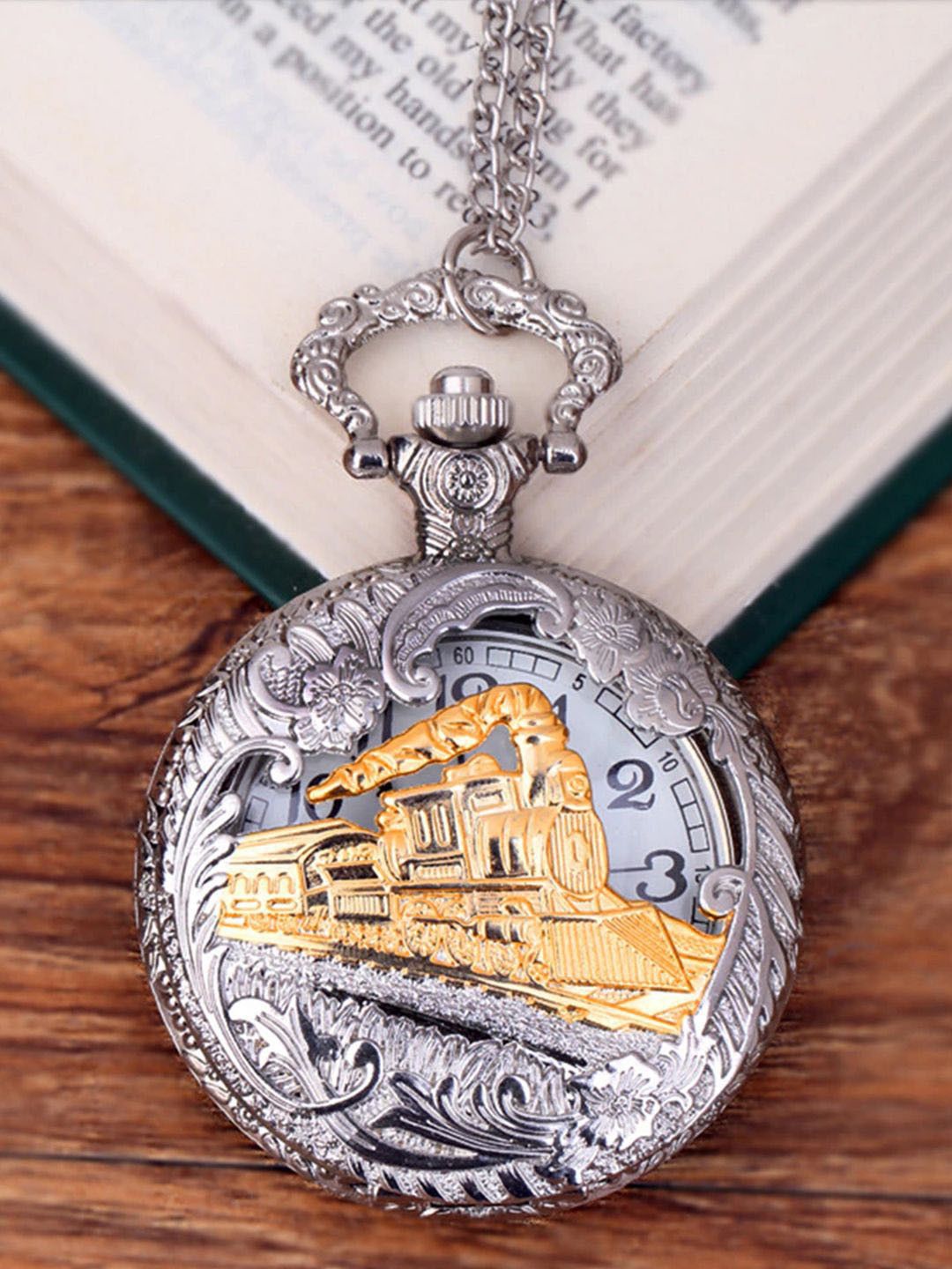 YouBella Unisex Silver-Plated Circular Watch Pendants With Chains