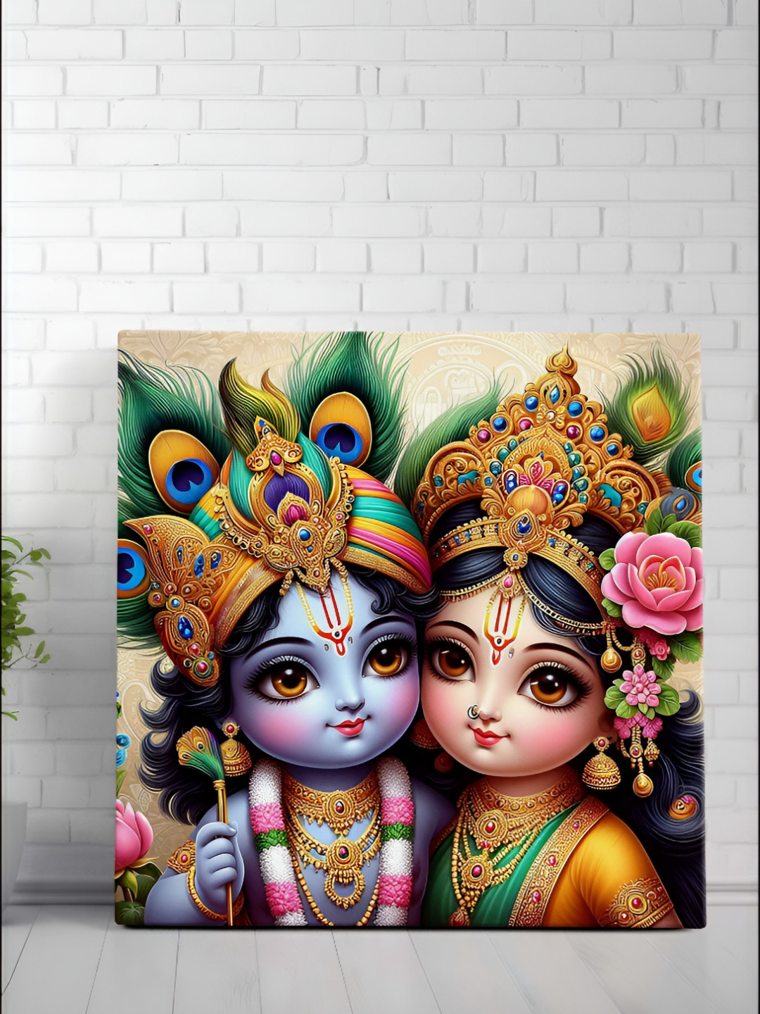 Livin'luxe Blue & Pink Lord Ganesha Printed Canvas Wall Paintings