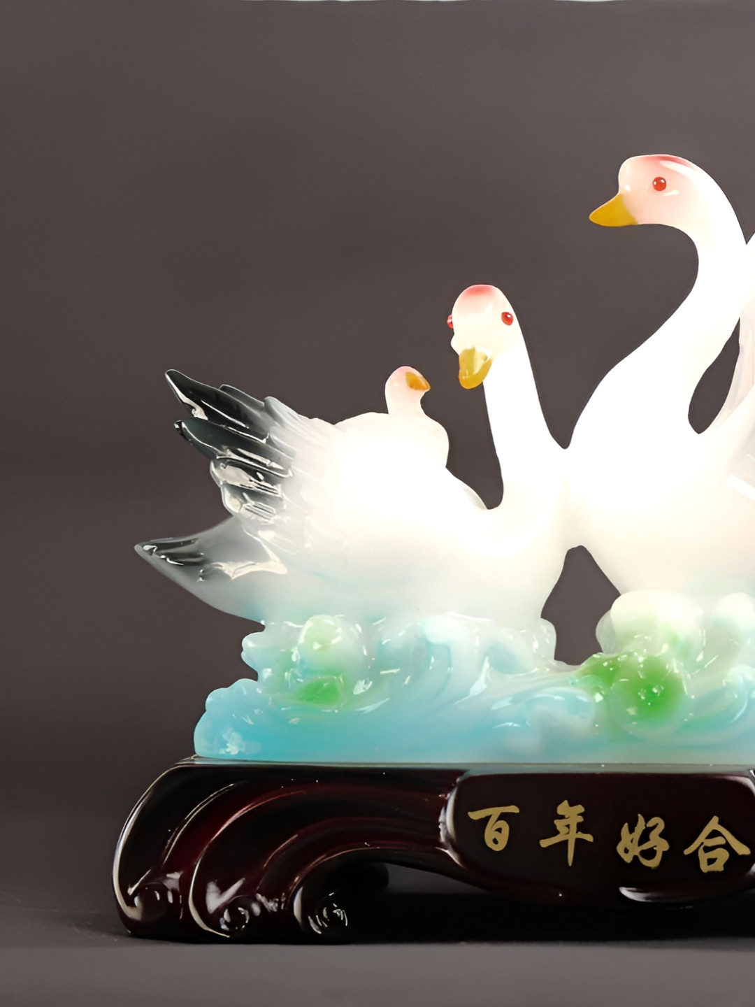 The Spiritual Living Swan White Stone Matte Living Room Medium Showpiece - 9.4 Inches