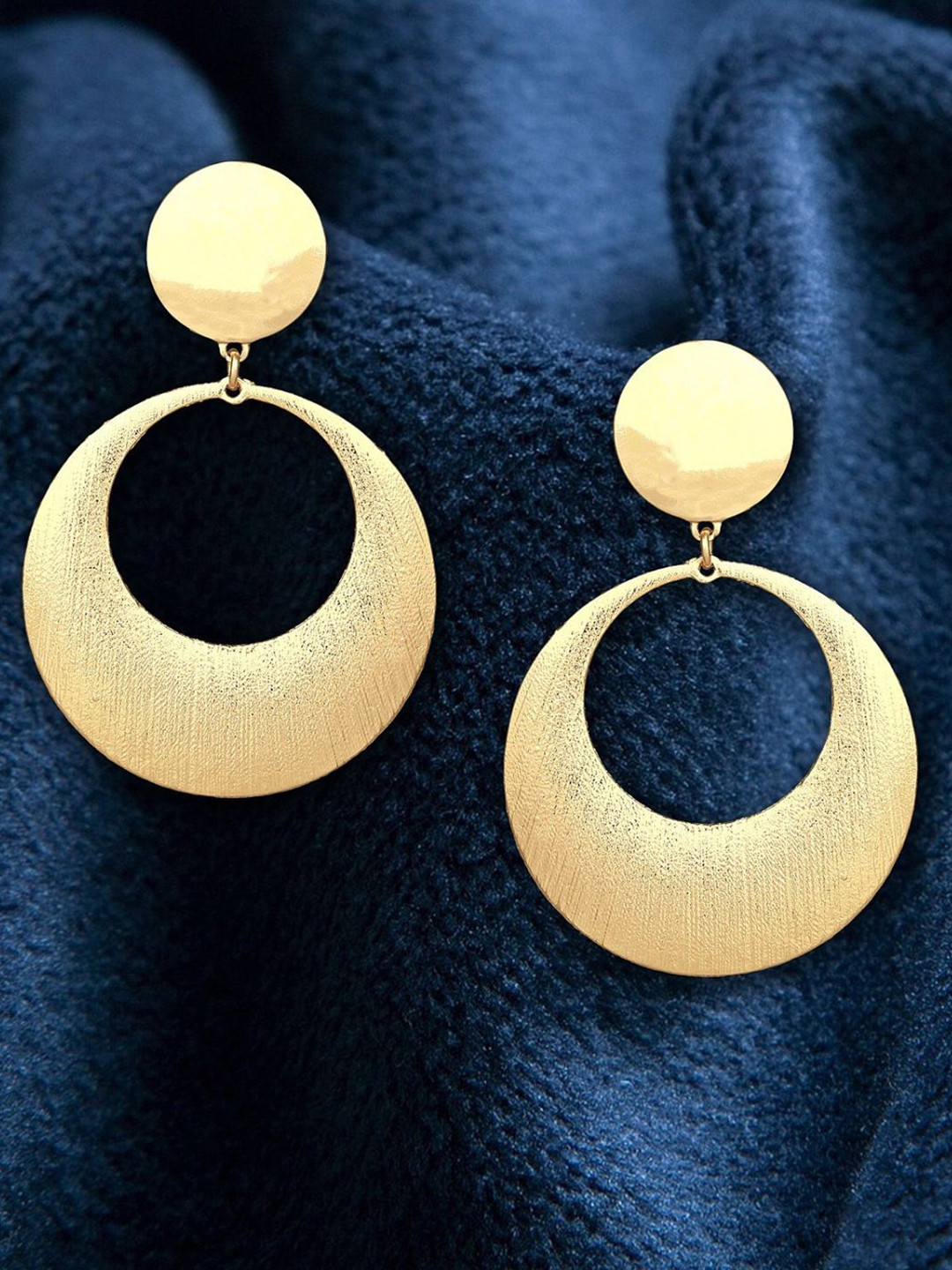 DressBerry 24 CT Gold-Plated Contemporary Anti-Glossy Drop Earrings