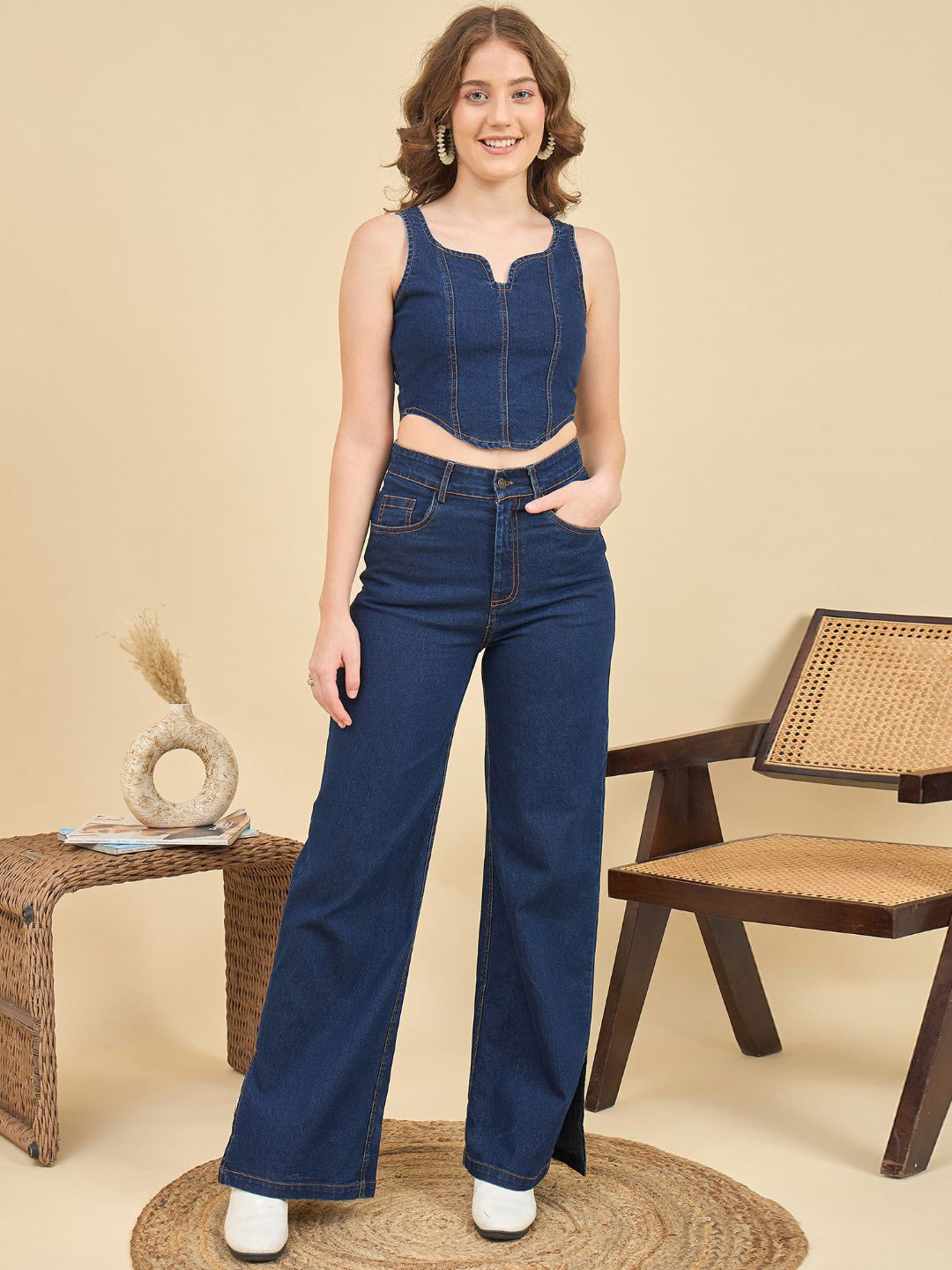 ZUMMER Sleeveless Corset Top With Straight Fit Trousers