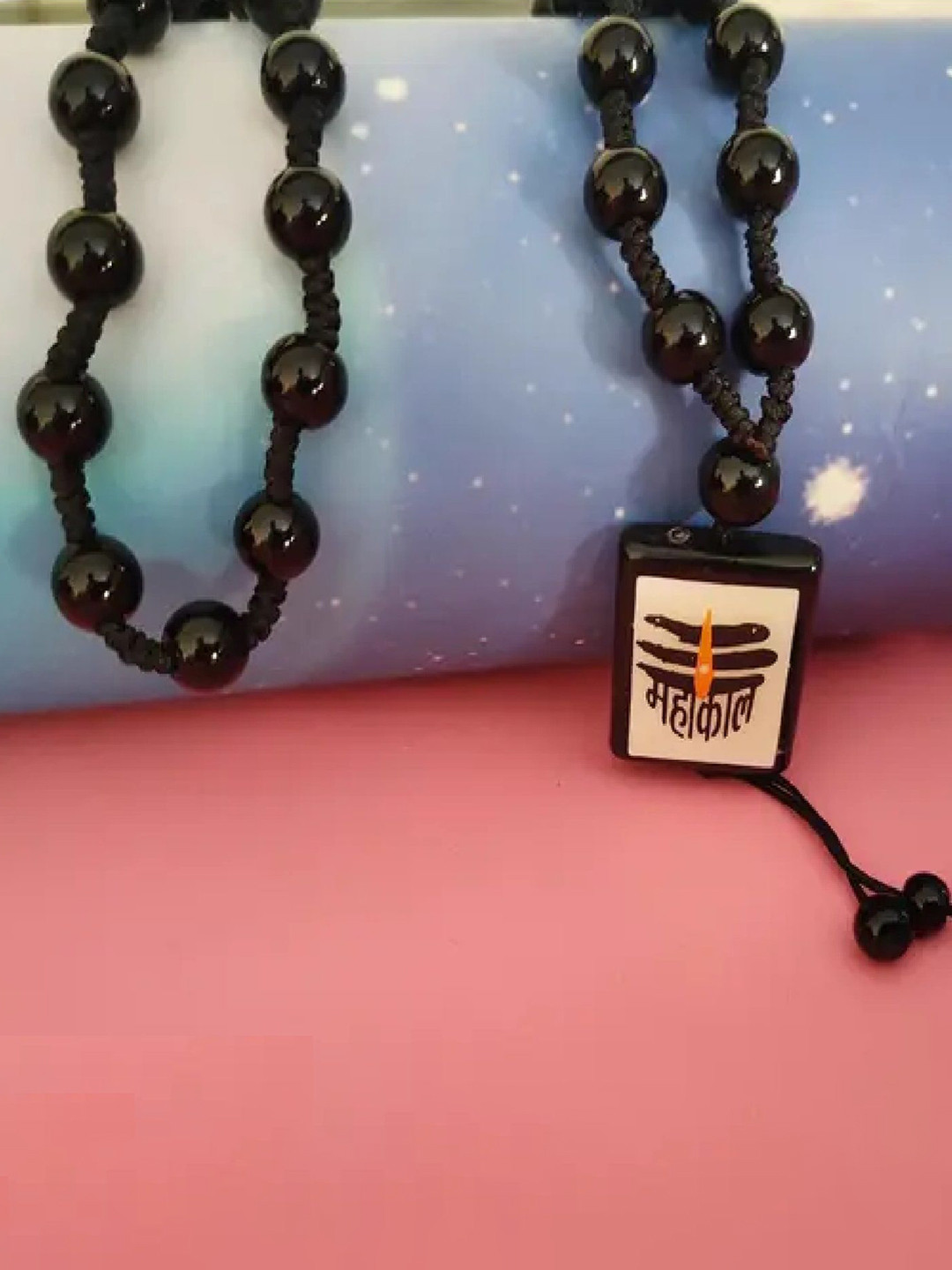 Crazy Fashion Unisex Stainless Steel Artificial Beaded Mahakal Cotton Dori Chain