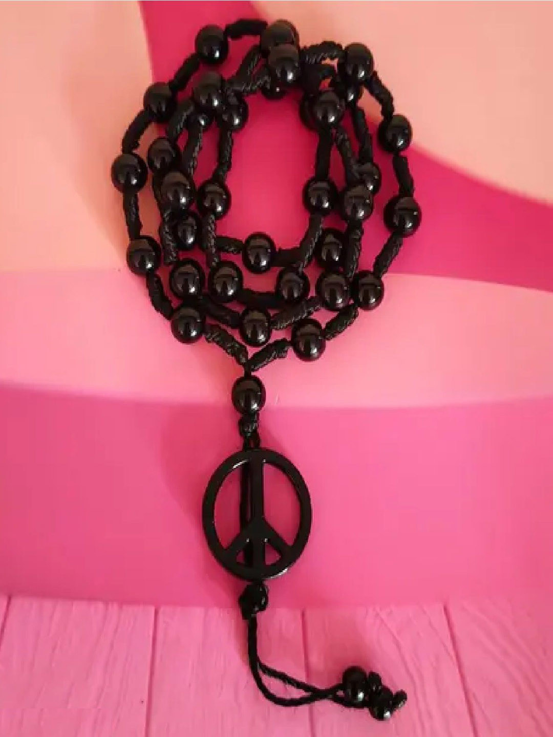 Crazy Fashion Stainless Steel Rhodium-Plated Shambala Cotton Dori Pendants With Chains