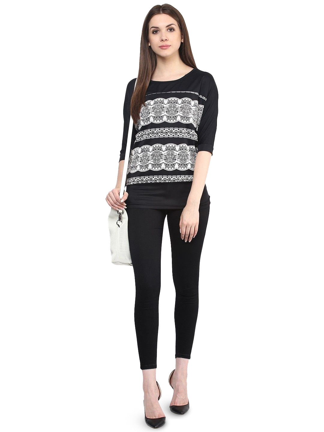 DressBerry Tribal Print Monochrome Top