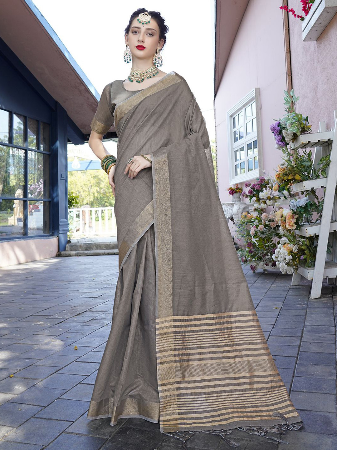 Anouk Rustic Zari Kovai Saree With Blouse Piece