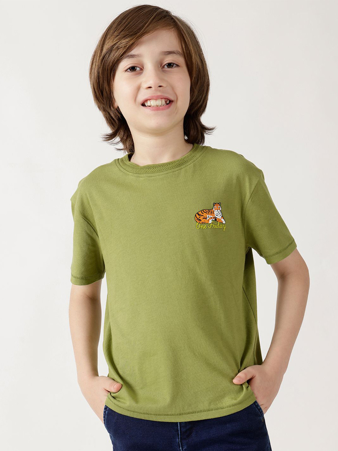 One Friday Boys Drop-Shoulder Sleeves Applique T-shirt