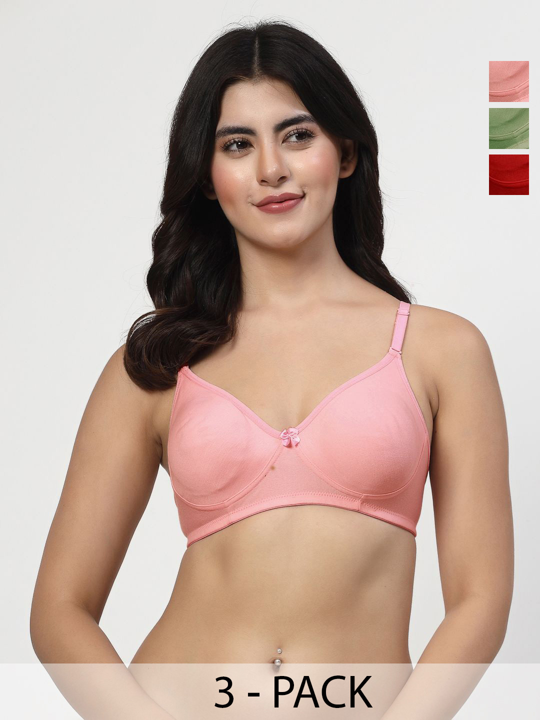 LILY Akinos Pack Of 3 Full Coverage Seamless Non Padded T-shirt Bra