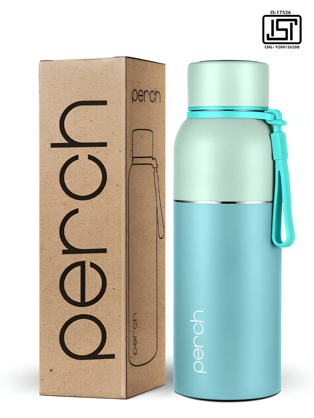 PERCH Blue & Turquoise Blue Stainless Steel Colourblocked Double Wall Vacuum Flask 750ml