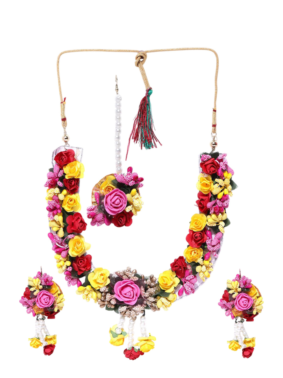 YouBella Flowers & Beaded Jewellery Set