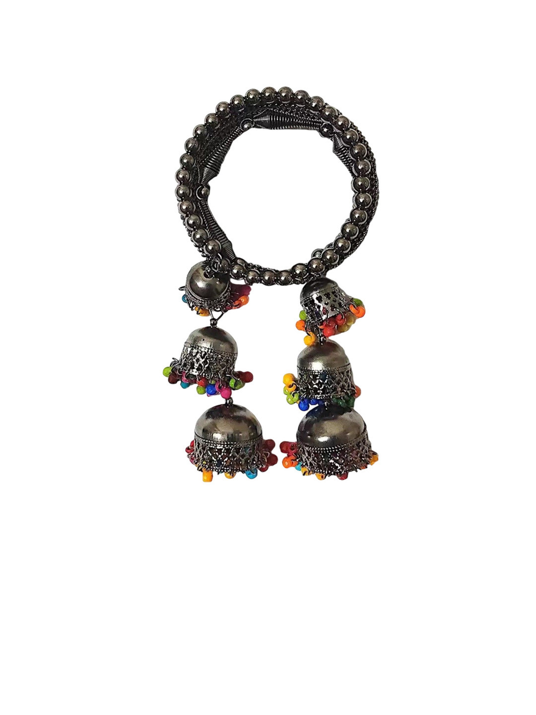 SZN Artificial Beaded Oxidised Jhumka Bangle
