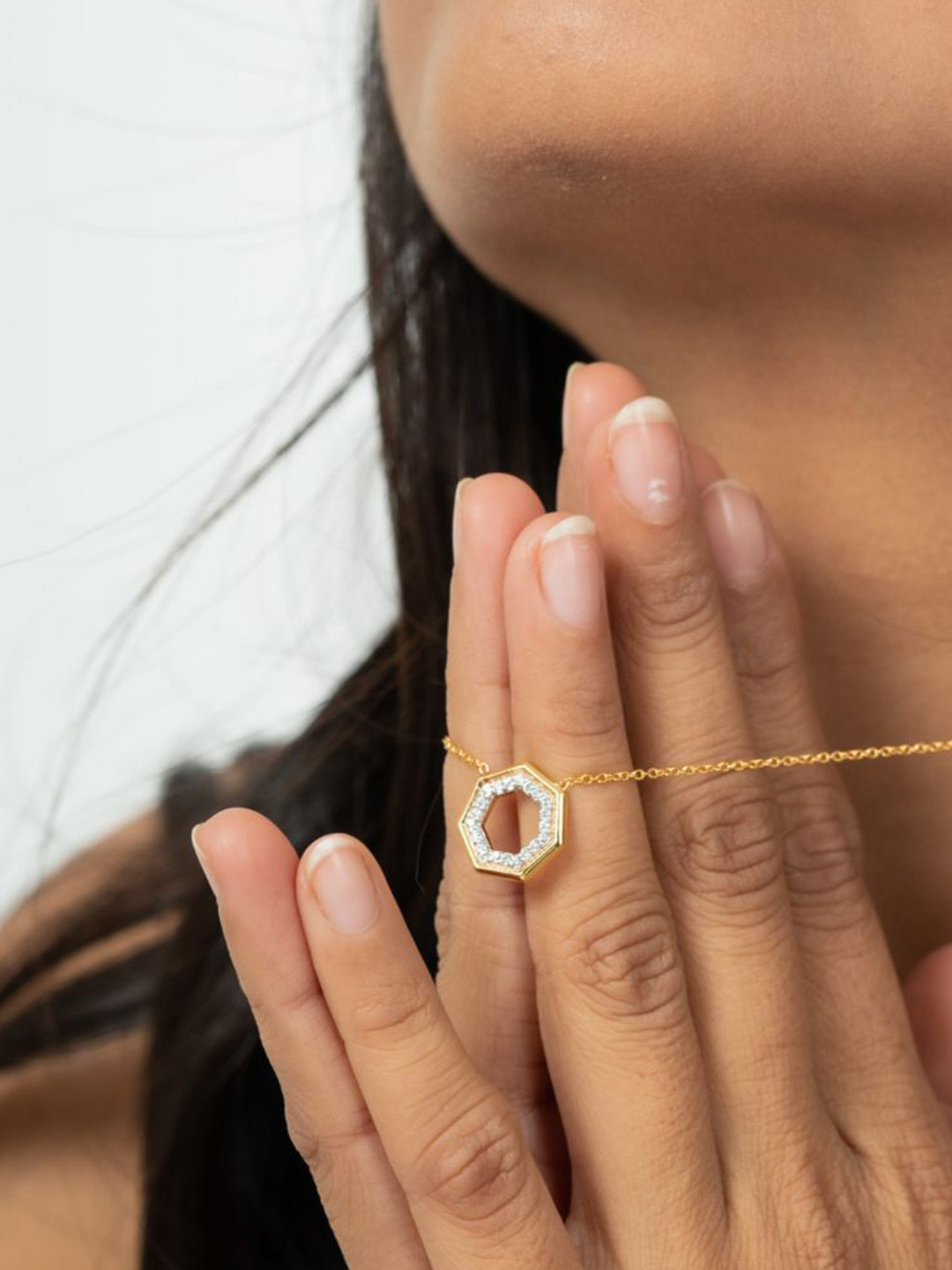 HOUSE OF SEVEN Unisex Gold-Plated Cubic Zirconia Studded Chain