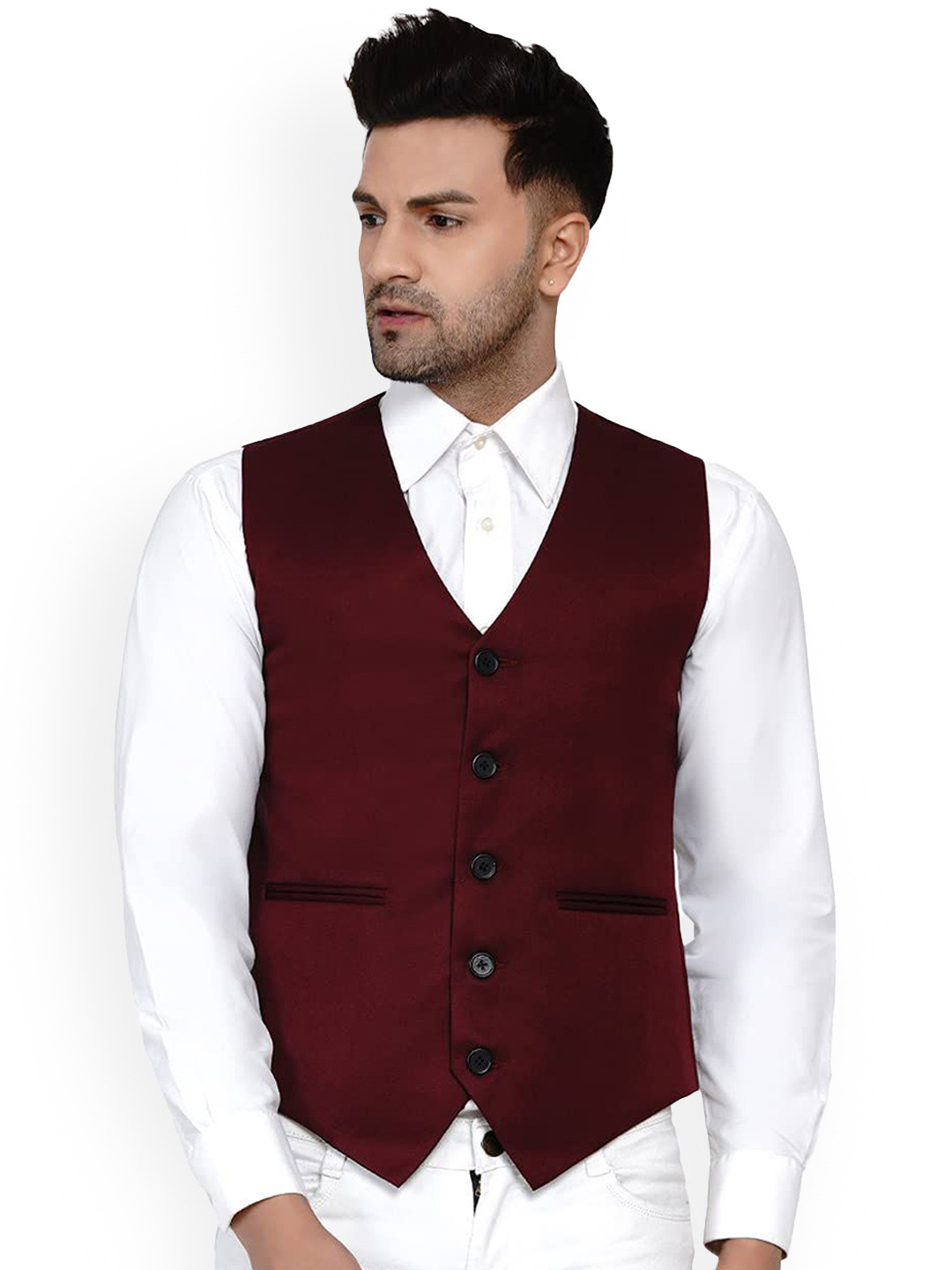 VEERA PARIDHAAN Pure Cotton Woven Waistcoat