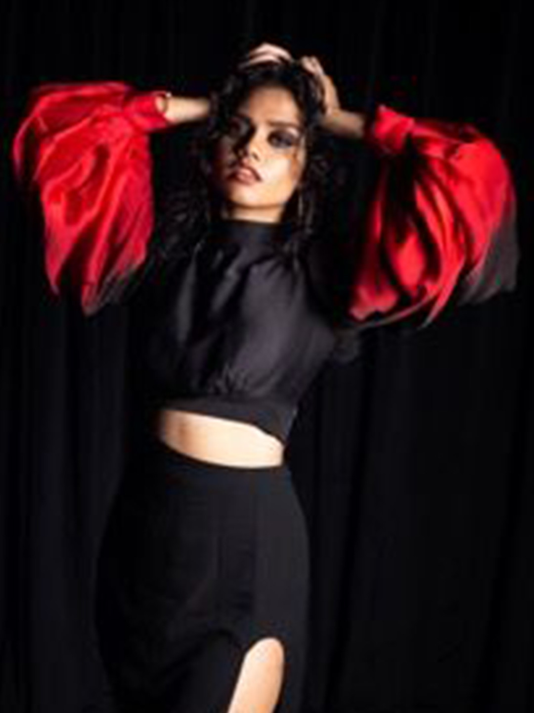 Shivanii Women Scarlet Crop Blouson Top