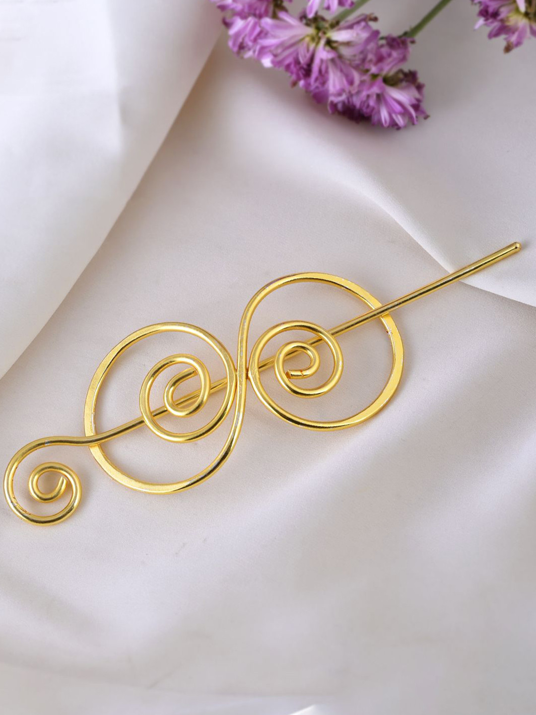 Silvermerc Designs Women Golden brass metal hair barrette with stick