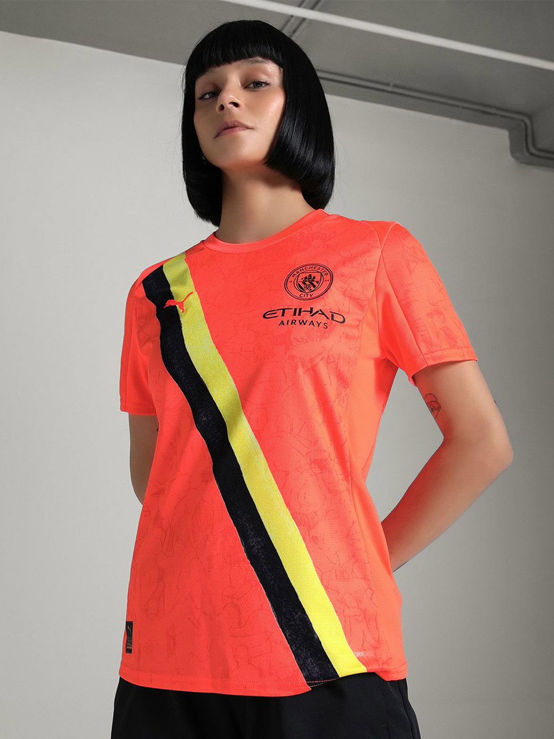 Puma Women Kidsuper Mcfc Jersey Rep Striped T-Shirt