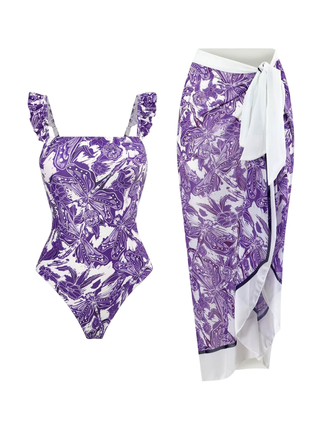 Miss Mosa By Akanksha  Eliska Swimsuit With Sarong Skirt