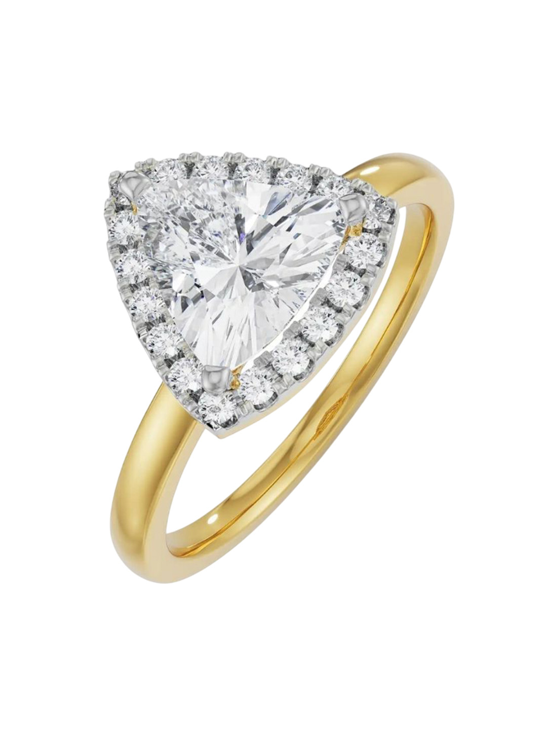 Emori Trio Halo Engagement Lab Diamond in 14KT Gold Ring