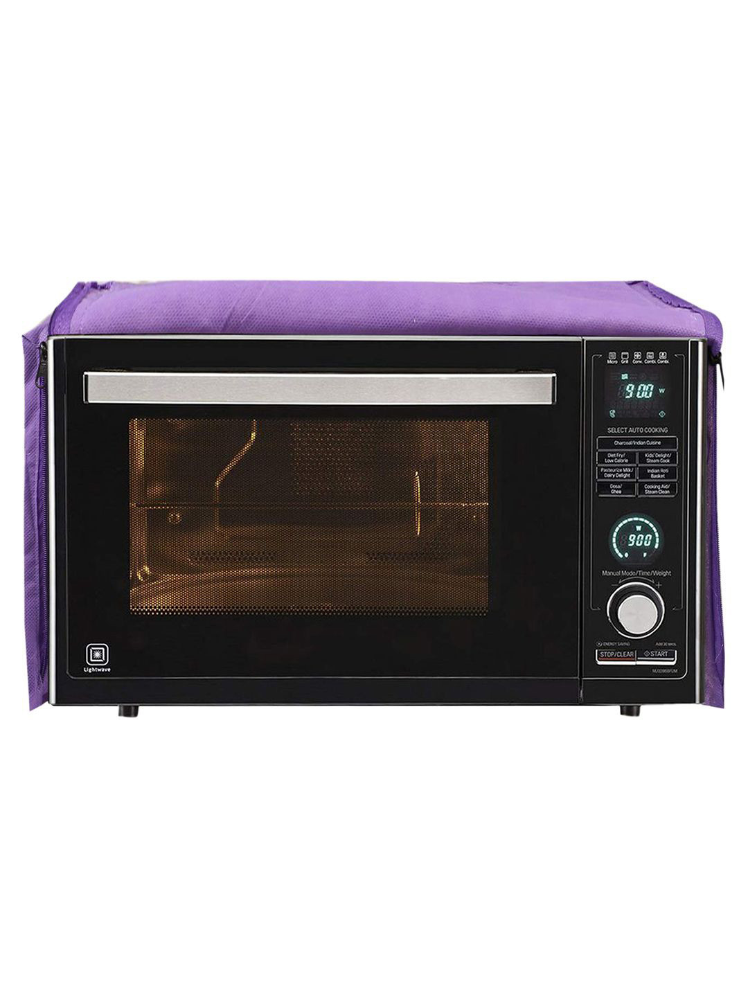 Kuber Industries Purple Floral Printed Dustproof Oil Resistant Microwave Oven Cover - 20 L