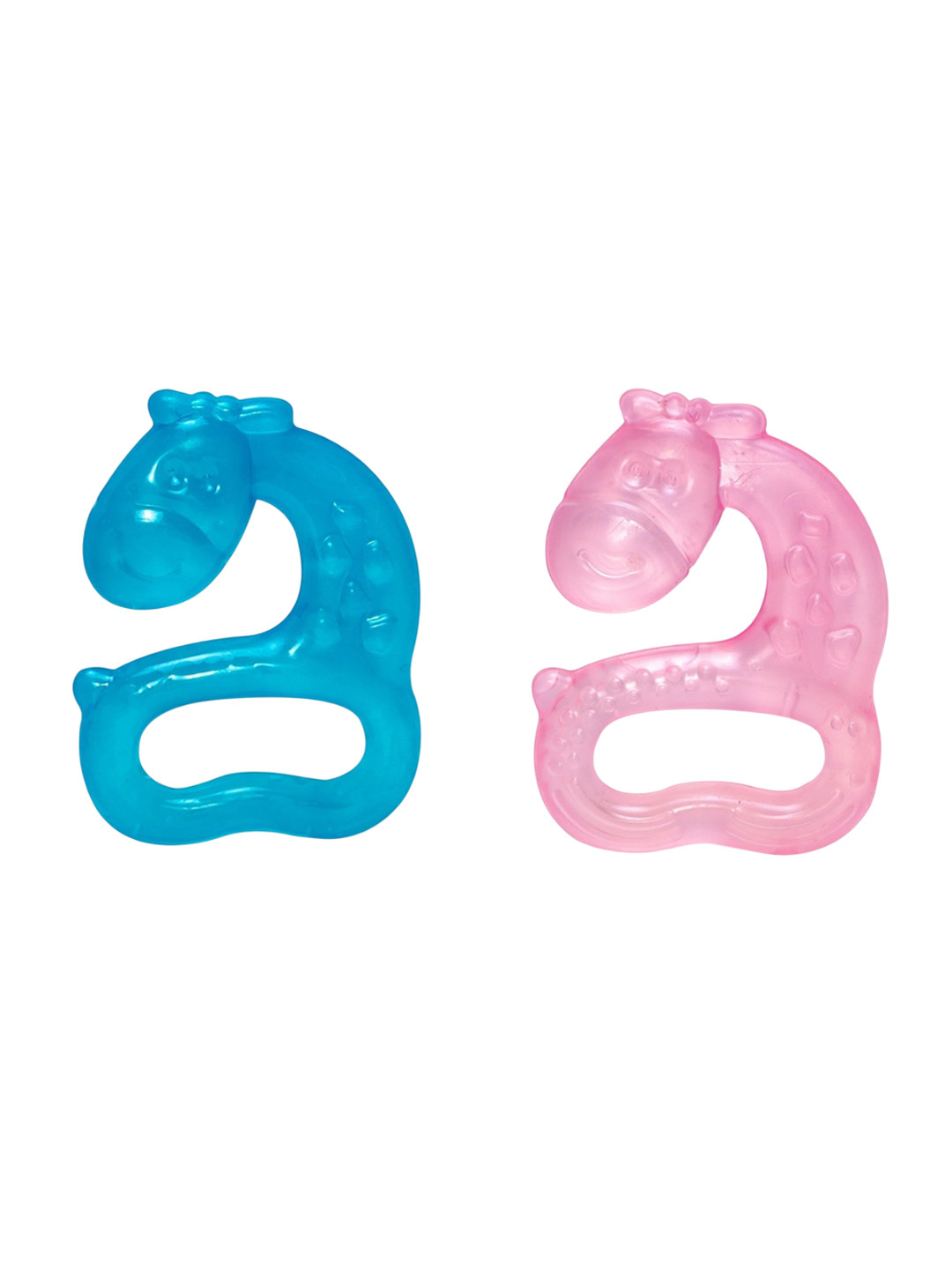 Adore 2-Pcs Blue & Pink Luscious Water Filled Giraffe Shape BabyTeether