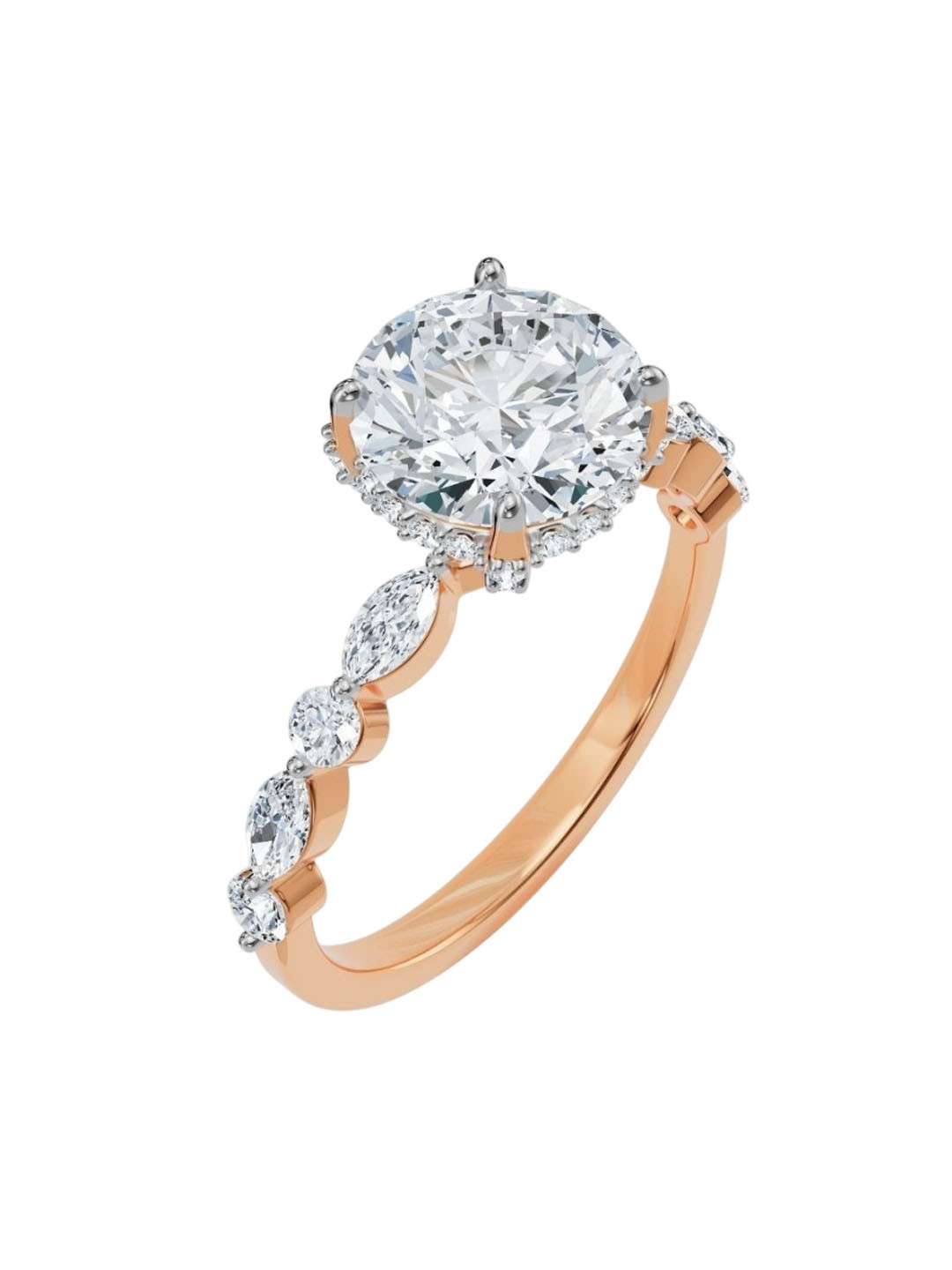 Emori Halo Round Brilliant Lab Diamond Ring in 18KT Gold