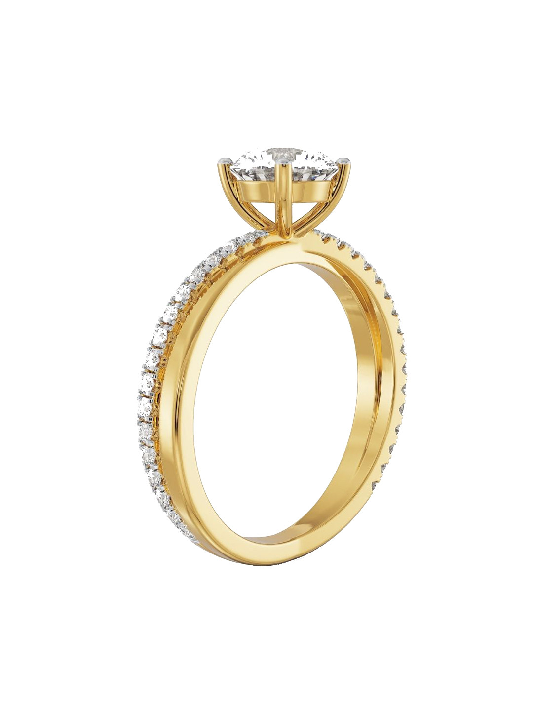 Emori Crossover Solitaire Engagement Lab Diamond in 14KT Gold Ring