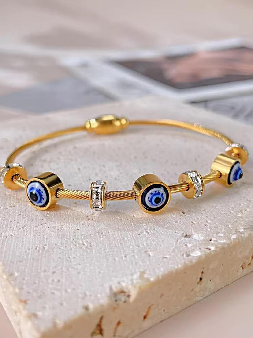 TANLOOMS Evil Eye Gold Bangle Style Bracelet